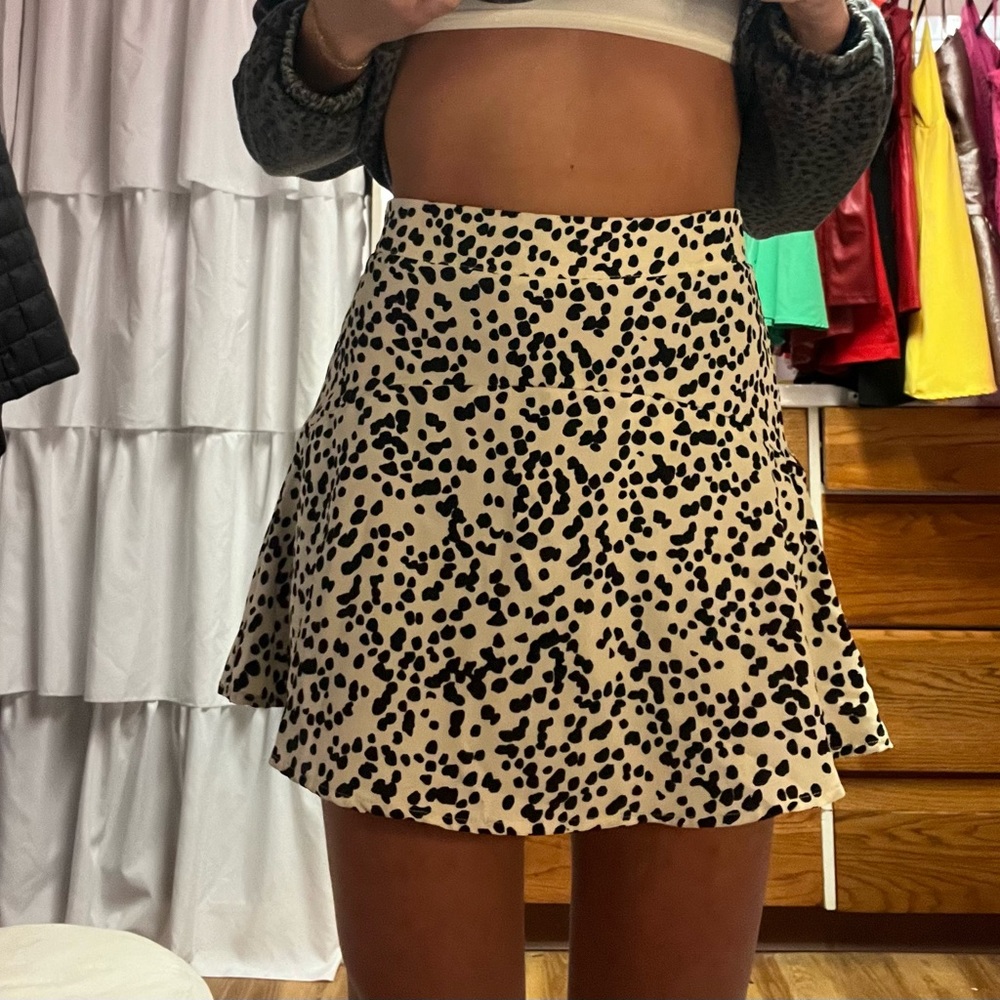 altar’d state cream and black mini skirt